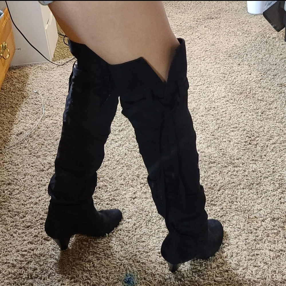 Charlotte Russe Black Knee High Boots